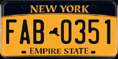 NY license plate FAB0351