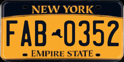 NY license plate FAB0352