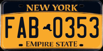 NY license plate FAB0353