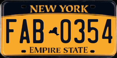 NY license plate FAB0354