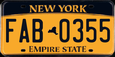 NY license plate FAB0355