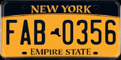 NY license plate FAB0356