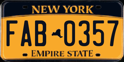 NY license plate FAB0357