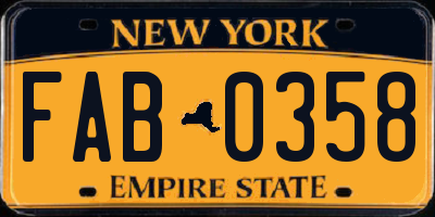 NY license plate FAB0358