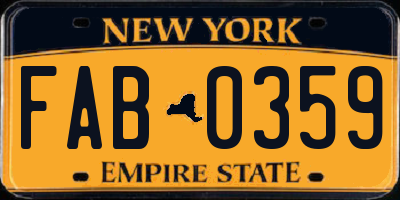 NY license plate FAB0359