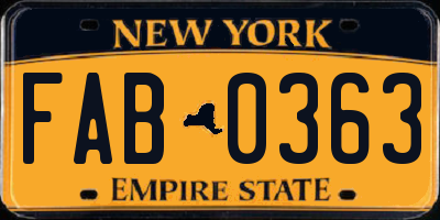 NY license plate FAB0363