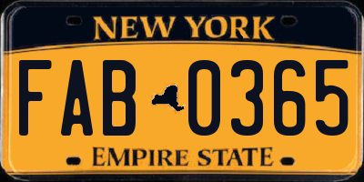 NY license plate FAB0365