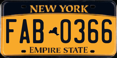 NY license plate FAB0366