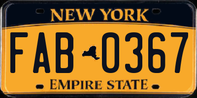 NY license plate FAB0367