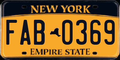 NY license plate FAB0369