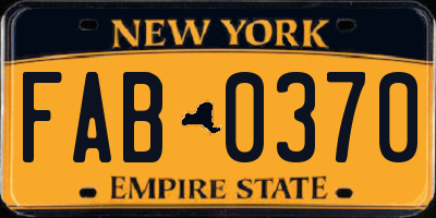 NY license plate FAB0370