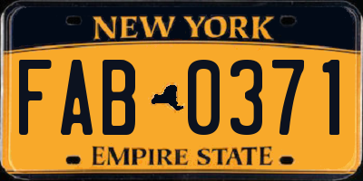 NY license plate FAB0371