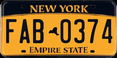 NY license plate FAB0374