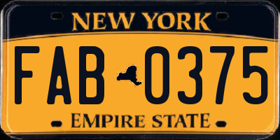 NY license plate FAB0375