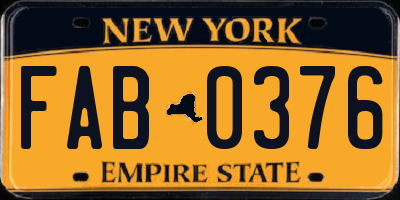 NY license plate FAB0376