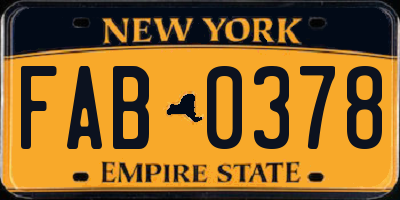 NY license plate FAB0378