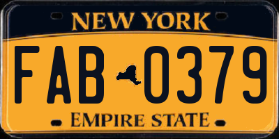 NY license plate FAB0379