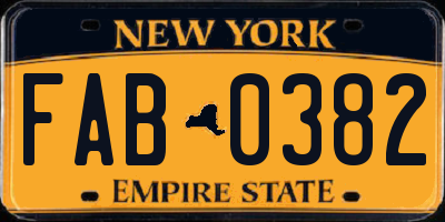 NY license plate FAB0382