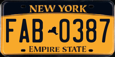 NY license plate FAB0387