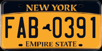 NY license plate FAB0391