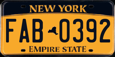 NY license plate FAB0392