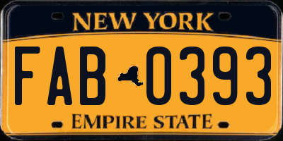 NY license plate FAB0393