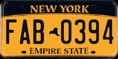 NY license plate FAB0394