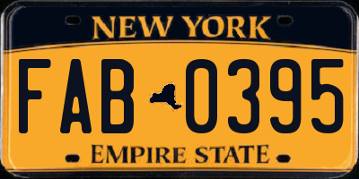 NY license plate FAB0395