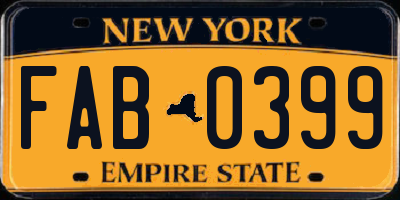 NY license plate FAB0399