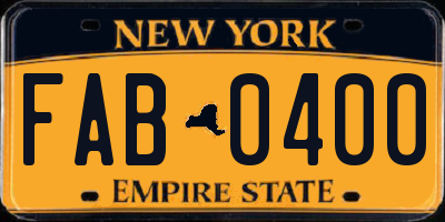 NY license plate FAB0400