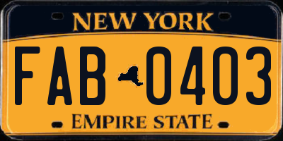 NY license plate FAB0403