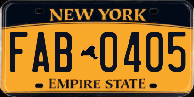 NY license plate FAB0405