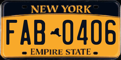 NY license plate FAB0406