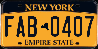 NY license plate FAB0407