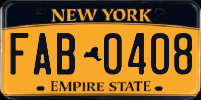 NY license plate FAB0408