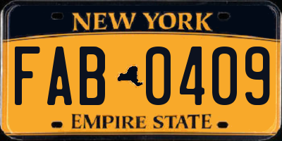 NY license plate FAB0409