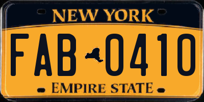 NY license plate FAB0410