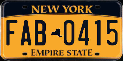 NY license plate FAB0415