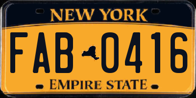 NY license plate FAB0416