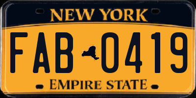 NY license plate FAB0419
