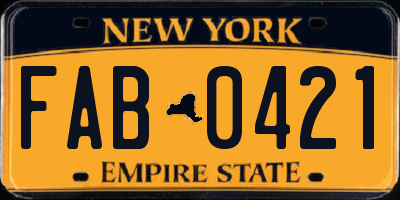 NY license plate FAB0421