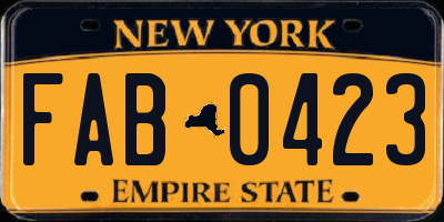 NY license plate FAB0423