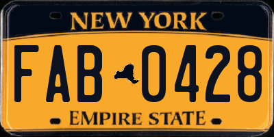 NY license plate FAB0428