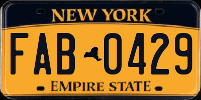 NY license plate FAB0429