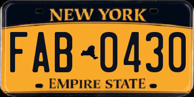 NY license plate FAB0430