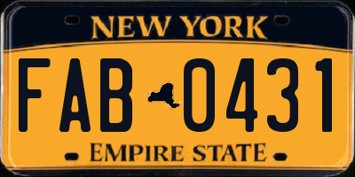 NY license plate FAB0431