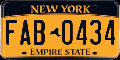 NY license plate FAB0434