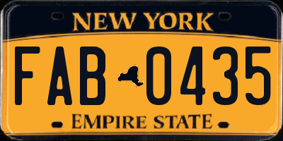 NY license plate FAB0435