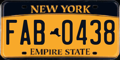 NY license plate FAB0438