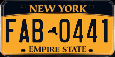 NY license plate FAB0441